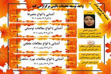 کارگاه پاییزه404
مدرس دکتر پروین خلیلی